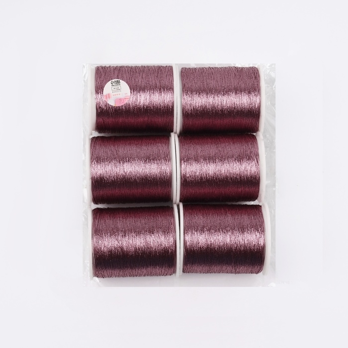 Набор металлизированных ниток, 91 &plusmn; 1 м, 6 шт, цвет розовый