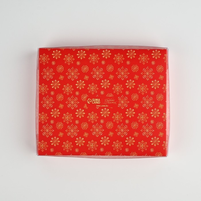 Коробка под 4 конфеты и шоколад с ячейками &laquo;Снежинки&raquo; 18 х 15 х 3 см, Новый год