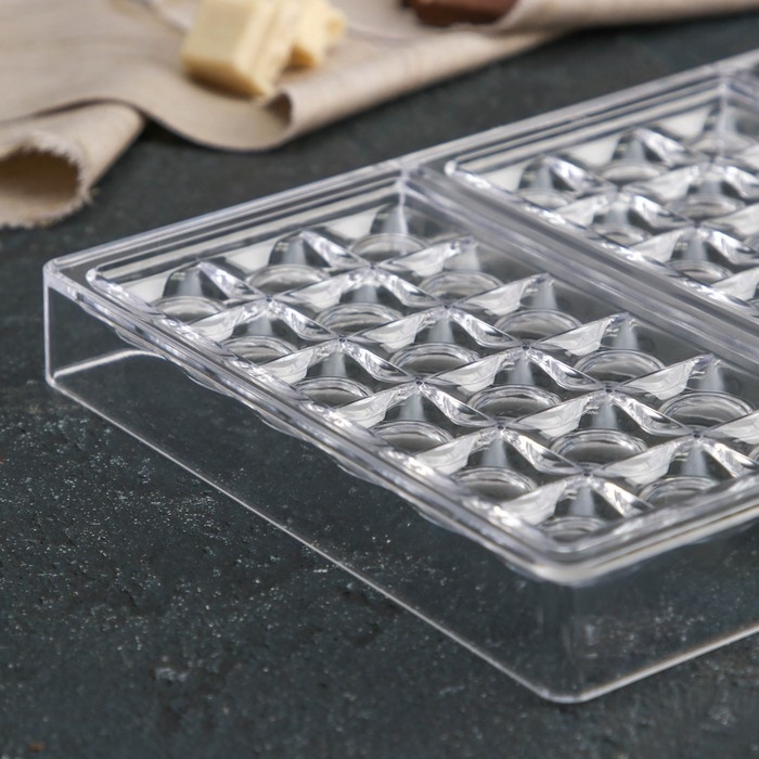 Форма для шоколада KONFINETTA &laquo;Поп-ит&raquo;, 27,5&times;17,5&times;2,5 см, 3 ячейки 5,3&times;7,5&times;0,8 см, цвет прозрачный