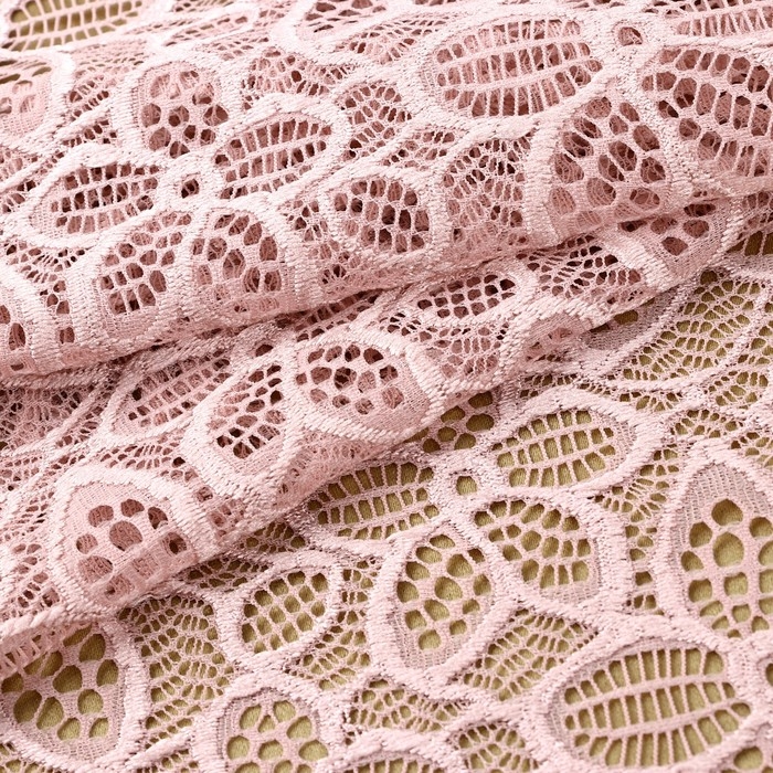Кружевная эластичная ткань, 180 мм × 2,7 ± 0,5 м, цвет пудровый Кружевная эластичная ткань, 180 мм × 2,7 ± 0,5 м, цвет пудровый