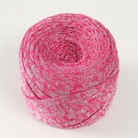 Трикотажная пряжа "Риббон" с люрексом 85м/170&plusmn;5 гр (Фуксия, люрекс: Серебро)
