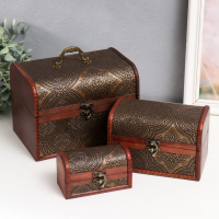 Шкатулка дерево сундук "Золотой орнамент" н-р 3 шт 7,5х12х6,5 11,5х17х10,5 16,5х22,5х15,5 см Шкатулка дерево сундук "Золотой орнамент" н-р 3 шт 7,5х12х6,5 11,5х17х10,5 16,5х22,5х15,5 см