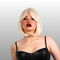 Парик искусственный, с чёлкой, имитация кожи, 30 см, цвет молочный