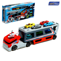 Грузовик &laquo;Трейлер&raquo; с 7 машинами и вертолетом