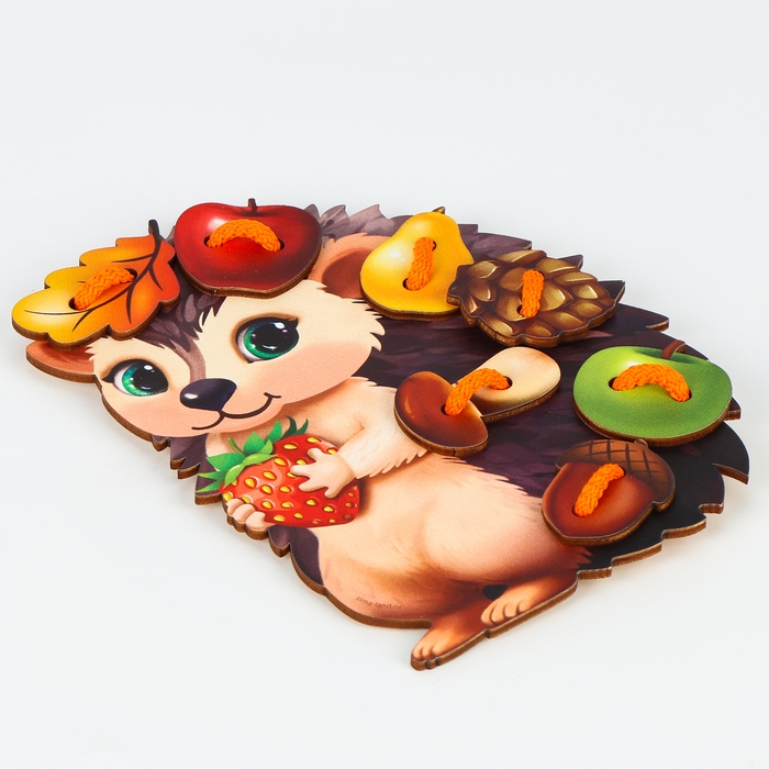 Шнуровка деревянная развивающая для малышей &laquo;Весёлый ёжик&raquo;