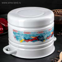 Мантоварка-позница эмалированная, 9 л, декор, 3 вставки, цвет МИКС