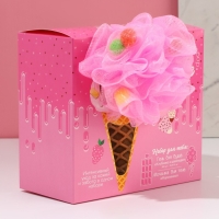 Подарочный набор косметики &laquo;Моей ягодке&raquo;, гель для душа 300 мл и мочалка, аромат клубники в шоколаде, ЧИСТОЕ СЧАСТЬЕ