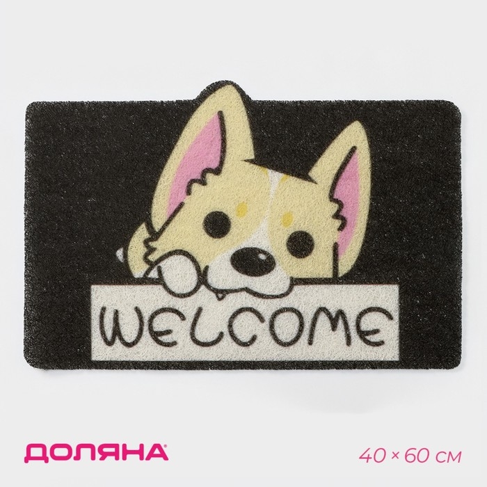 Коврик придверный грязезащитный Доляна &laquo;Корги&raquo;, 40&times;60 см, цвет МИКС