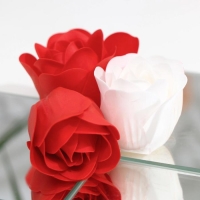 Мыльные розочки, белые и красные, набор 6 шт. Мыльные розочки, белые и красные, набор 6 шт.