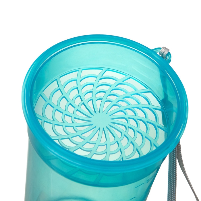 Шейкер спортивный для воды и спортивного питания, 500 мл, с ситом, 21 х 8.5 см, голубой