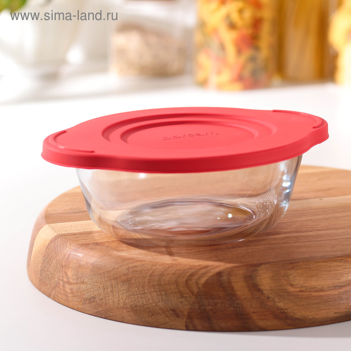 Форма из жаропрочного стекла для запекания Borcam, 840 мл, с красной пластиковой крышкой Форма из жаропрочного стекла для запекания Borcam, 840 мл, с красной пластиковой крышкой