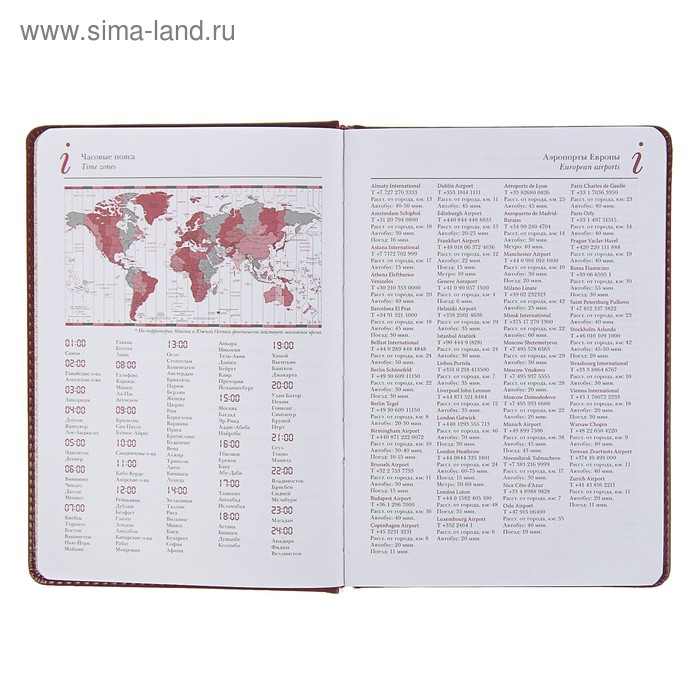 Ежедневник недатированный А5+, 136 листов Sidney Nebraska, твёрдая обложка, искусственная кожа, золотой срез, бордовый