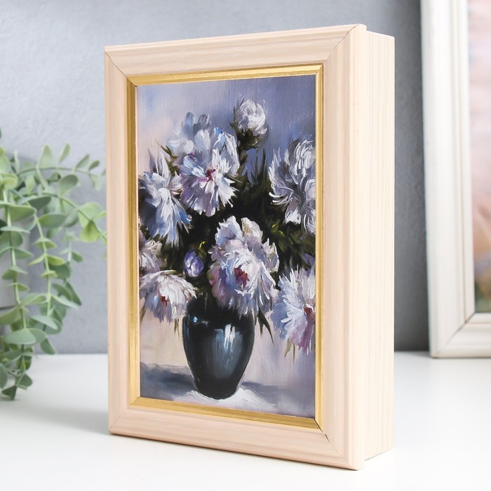 Ключница "Белые пионы" дуб молочный 15х21 см