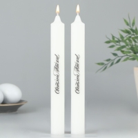 Свечи высокие с нанесением &laquo;Светлой Пасхи!&raquo;, 2 шт., белые, 19 х 2,1 см.