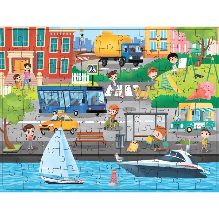 Пазл с фонариком &laquo;Городская жизнь&raquo;, 88 деталей