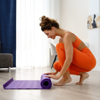 Коврик для йоги Sangh, 173х61х0,6 см, цвет фиолетовый Коврик для йоги Sangh, 173х61х0,6 см, цвет фиолетовый