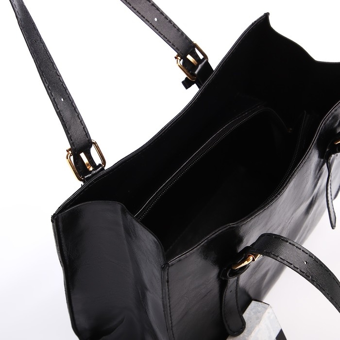 Сумка женская тоут на молнии, цвет чёрный Сумка женская тоут на молнии, цвет чёрный