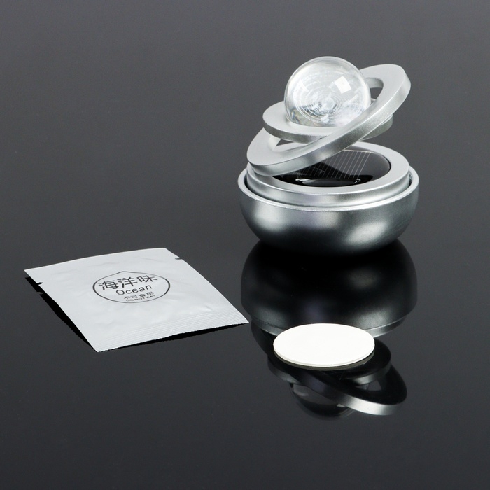 Аксессуар на панель с ароматизатором, гравитационные кольца, вращается от солнца, планета, серебро Аксессуар на панель с ароматизатором, гравитационные кольца, вращается от солнца, планета, серебро