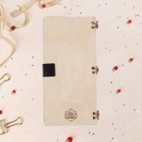 Конверт деревянный "В день рождения!" ручная работа, светлый, кот и рыбки