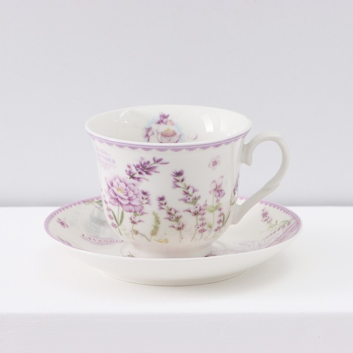 Чайный сервиз керамический &laquo;Прованс&raquo;, 12 предметов: 6 чашек 200 мл, 6 блюдец d=13,5 см