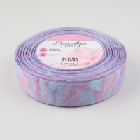 Лента репсовая &laquo;Пёрышки&raquo;, 25 мм, 23 &plusmn; 1 м, цвет сиреневый/голубой