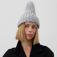 Шапка женская MINAKU с подворотом, размер 54-56, цвет серый Шапка женская MINAKU с подворотом, размер 54-56, цвет серый
