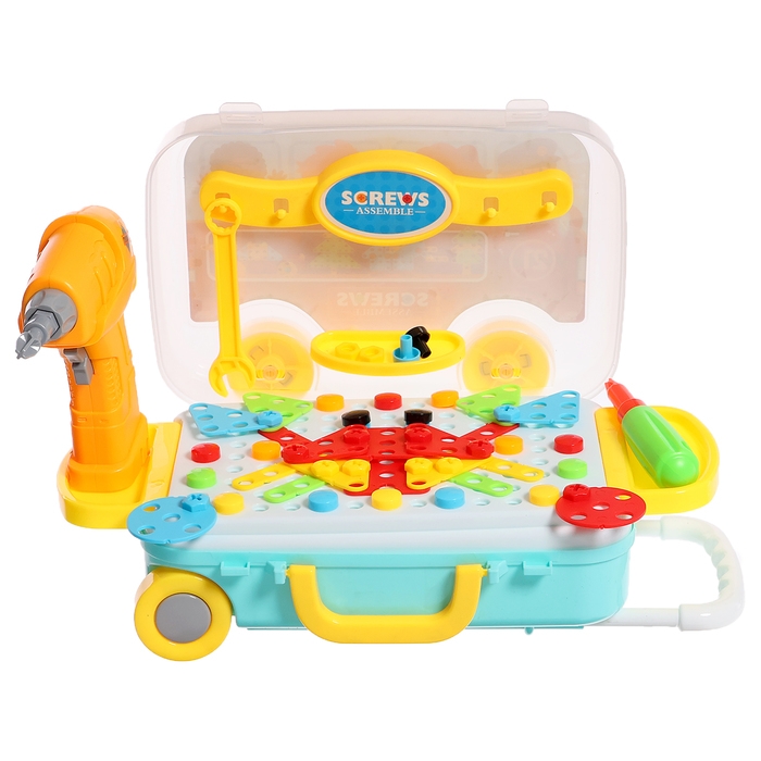 Конструктор винтовой &laquo;Юный мастер&raquo;, 6 в 1, в чемодане, с электрическим шуруповёртом