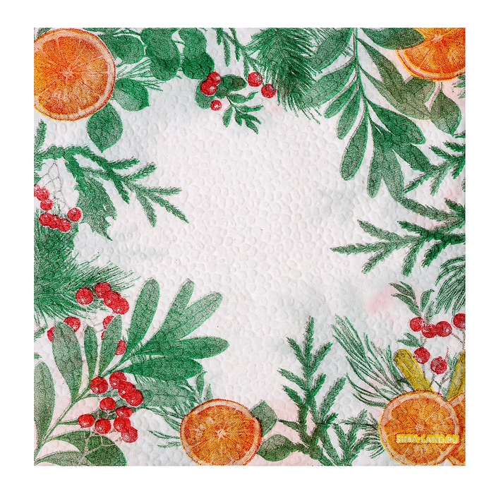 Новый год. Салфетки бумажные «Новогодний аромат», однослойные, 24х24 см, 100 шт. Новый год. Салфетки бумажные «Новогодний аромат», однослойные, 24х24 см, 100 шт.