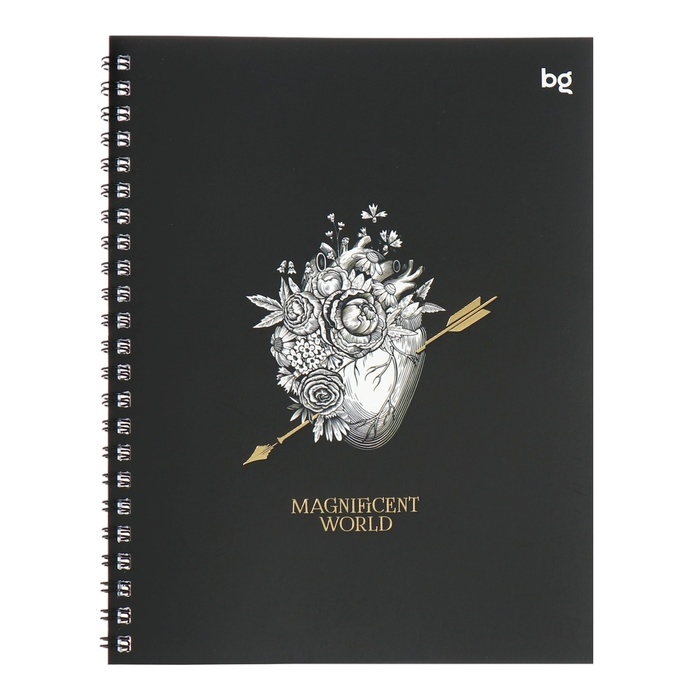 Тетрадь 48 листов, в клетку, на гребне, Magnificent World, обложка мелованный картон, матовая ламинация, тиснение фольгой, МИКС Тетрадь 48 листов, в клетку, на гребне, Magnificent World, обложка мелованный картон, матовая ламинация, тиснение фольгой, МИКС