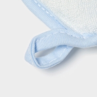 Мочалка варежка детская Доляна &laquo;Мишка&raquo;, для купания, 16 см, голубая