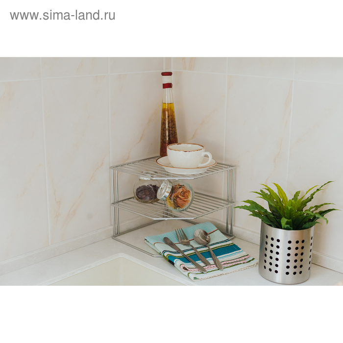 Подставка для посуды, 2 яруса, 25&times;25&times;20 см, цвет хром