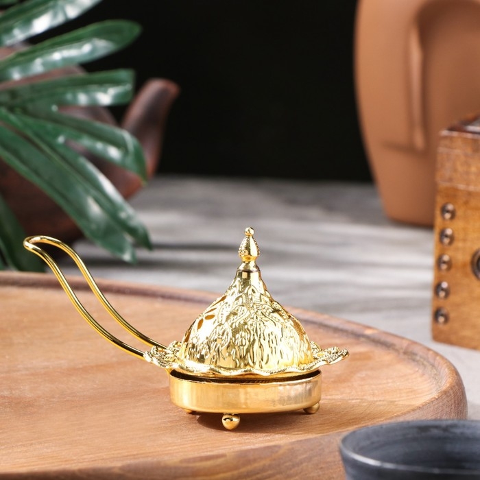 Курильница для благовоний порошковых и конусов Курильница для благовоний порошковых и конусов "Колесница", кремовая, 7х12,5 см