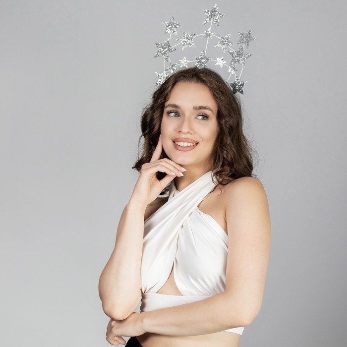 Новогодний ободок «Звёзды», серебро, на новый год Новогодний ободок «Звёзды», серебро, на новый год