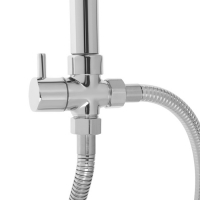 Душевая система ZEIN Z1002, тропическая и ручная лейка, шланги, стойка, мыльница, хром