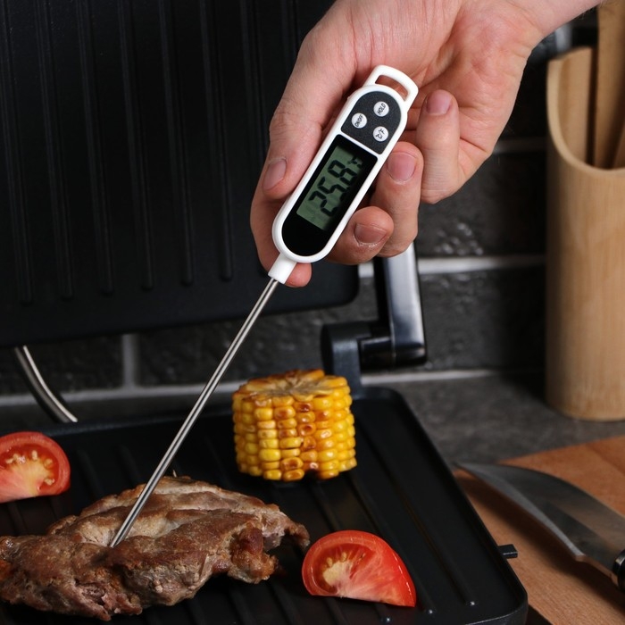 Термометр (термощуп) кухонный Luazon LTR-01, максимальная температура 300 &deg;C, от LR44, белый