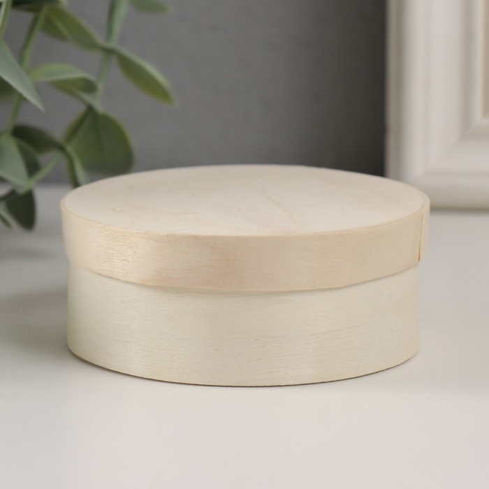 Шкатулка дерево под роспись круглая "Тонкий лист" 7,5x7,5x3,1 см