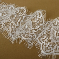 Кружево реснички, 100 мм &times; 9 &plusmn; 0,5 м, в бобине 3 шт по 3 м, цвет белый