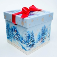 Новый год. Подарочная коробка Новогодняя Коробка крышка-дно "Мечта" с атласной лентой 17 х 17 х 17 см. Новый год. Подарочная коробка Новогодняя Коробка крышка-дно "Мечта" с атласной лентой 17 х 17 х 17 см.