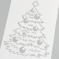 Трафарет пластиковый "Елка с игрушками", размер 16х24 см