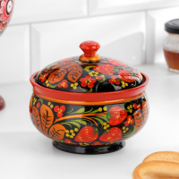 Сахарница, большая, 15&times;10 см, хохлома