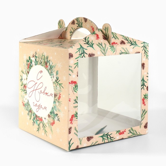 Коробка кондитерская с окном, сундук, &laquo;С Новым годом!&raquo; 20 х 20 х 20 см, Новый год