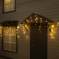 Гирлянда «Бахрома» 6 × 0.7 м, IP44, УМС, тёмная нить, 120 LED, свечение тёплое белое, 220 В Гирлянда «Бахрома» 6 × 0.7 м, IP44, УМС, тёмная нить, 120 LED, свечение тёплое белое, 220 В