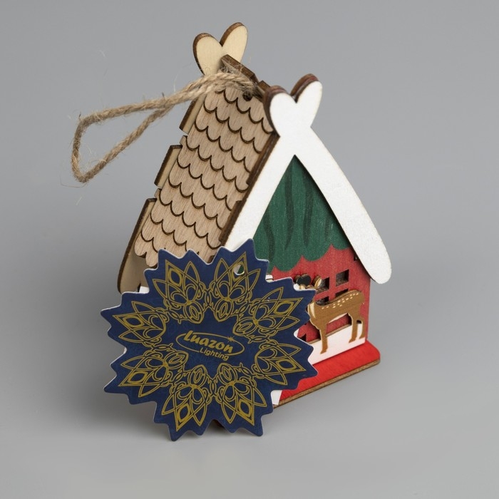 Ёлочная игрушка &laquo;Домик с Сантой&raquo;, от батареек, свечение тёплое белое