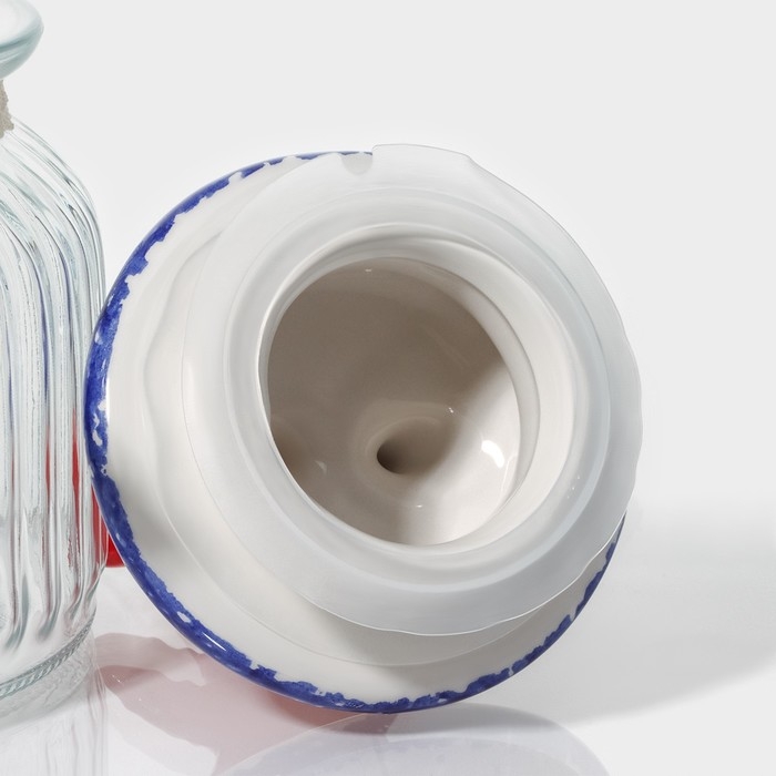 Банка стеклянная для хранения сыпучих продуктов Доляна &laquo;Морская звезда&raquo;, 600 мл, 11&times;19 см, с керамической крышкой