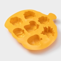 Форма для выпечки Доляна &laquo;Осенняя пора&raquo;, силикон, 7 ячеек, 26&times;25,5&times;3 см, цвет оранжевый