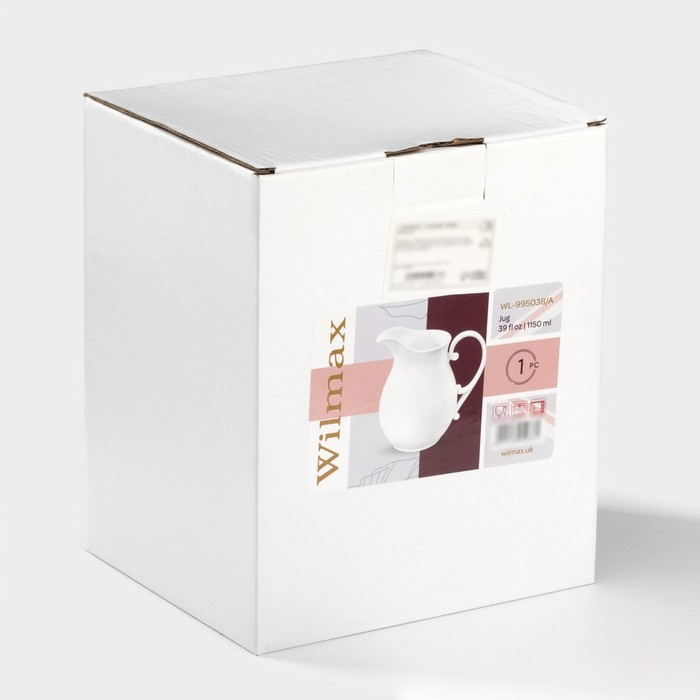 Кувшин фарфоровый Wilmax, 1,15 л, цвет белый