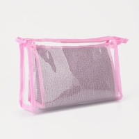 Набор косметичек 2 в 1 на молниях, цвет розовый