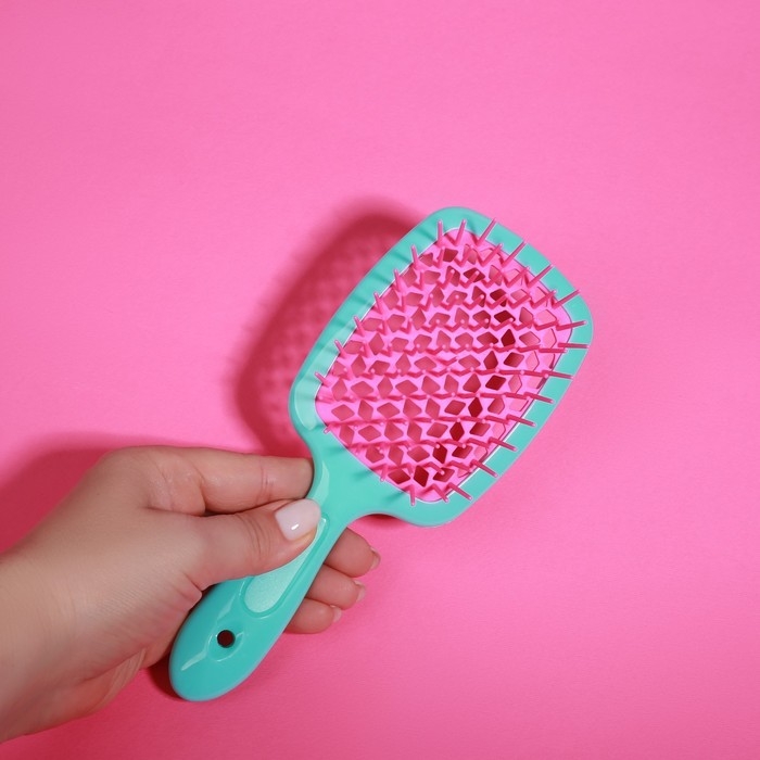 Расчёска массажная, широкая, вентилируемая, 8,5 × 20,5 см, PVC коробка, цвет бирюзовый/розовый Расчёска массажная, широкая, вентилируемая, 8,5 × 20,5 см, PVC коробка, цвет бирюзовый/розовый