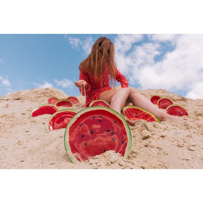 Салатник стеклянный Доляна &laquo;Сладкий арбуз&raquo;, 600 мл, 18,5&times;5 см, цвет красный