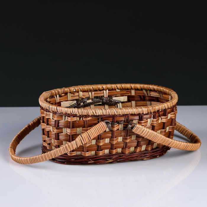 Корзина &laquo;Пикник&raquo;, без крышки с 2 мя ручками, 26&times;21&times;12/24, ротанг